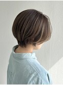 ショートボブ/アッシュベージュ/ベージュ/ショート/ハイライト