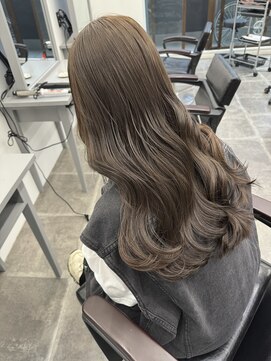 ペレ 栄店(PELE) デザインカラー/レイヤーカット/ウェットヘア/オリーブベージュ