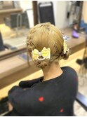 編み込みツインお団子