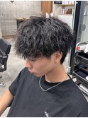 黒上マッシュ縦落ちツイスパマッシュウルフ