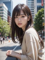 オルク 札幌大通(Orque) レイヤーロングナチュラルストレートワンカールミルクティー