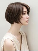 ☆ダークパープルナチュラルショートミルクブラウン髪質改善ボブ
