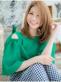 細めハイライト小顔透け感ミディアムレイヤーh4越谷20代30代40代