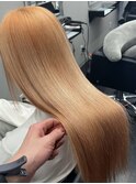 福井　大和田　ハイトーンカラー　ロングブリーチ　オレンジ
