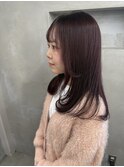 ロングレイヤーカット_ピンクグレージュ