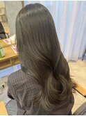 オリーブベージュカラーレイヤーカット韓国巻き