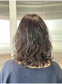 夏カラーで軽やかボブパーマ×ミディアム/ブリーチなしカラー