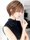 say.ショートボブ耳掛けショートイメチェンスモーキーカラー