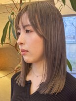 トップヘアー スパアンドリラクゼーション 安城(spa&relaxation)&nbsp;安城ミディアムストレートボブオリーブベージュ艶髪面長丸顔30代