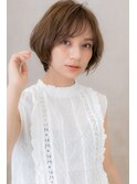 ココアブラウンxひし形フォルムのアシンメトリーショートZ大宮