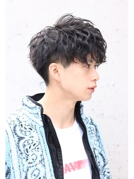 ネイビー(NAVY) 黒髪マッシュ×束感カット×スパイラルパーマ