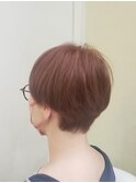 オレンジベージュ×マッシュショート