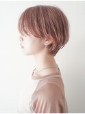 マッシュショート/シースルーバング/ピンクベージュ/池袋