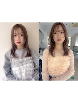【小顔カット+艶カラー+トリートメント\5300～】トレンド発信サロンがつくりだす透明感×艶感で儚げカラー