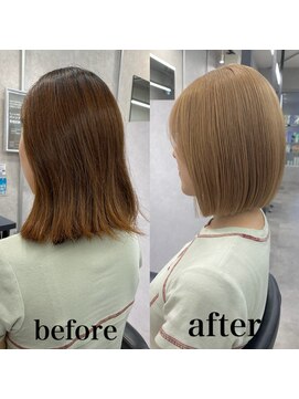 ヘアサロン ドットプラス 町田店(dot. plus) 【市井友佳子】ミルクティーベージュ×丸くならないボブ