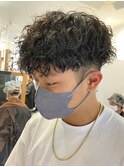 大宮波巻きスパイラルパーマツイストパーマメンズマッシュウルフ