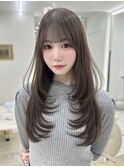 韓国前髪 くびれヘア 夏のヘアアレンジ 暗めカラー