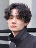原宿メンズパーマルーズパーマシャドウパーマセンターパート緩め