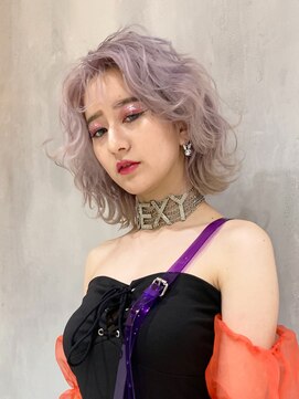 アルバム 銀座(ALBUM GINZA) ピンクヘアー透明感カラー小顔くすみベージュボブルフ_F70334