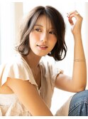 【amfaire】切りっぱなしボブ ラベージュ