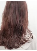 ブリーチなしのピンクラベンダー艶髪30代40代50代大人ロングヘア