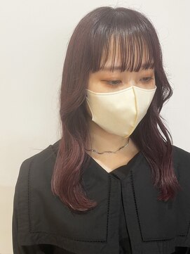 ウクラ バイ レシッド 池袋(uchla by rcid) 韓国ガーリーくびれヘアワンカール姫カットチェリーブラウン前髪