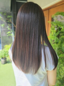 スクエアウーノ 博多(SQUARE＊UNO HAKATA) オリーブカラー　ストレート　髪質改善　艶髪　ロング　暗髪