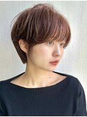 大人ショートボブ丸みショートカットマッシュショート前髪あり