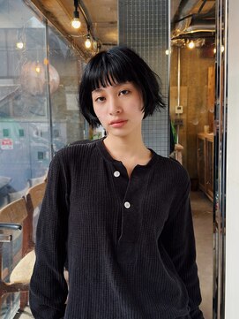 ヒュージ 三軒茶屋(huge) ミニボブ/ニュアンスパーマ/顔周りカット/20代30代