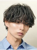 メンズシースルーマッシュニュアンスパーマシャドウパーマテテ風