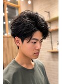 大人センターパート×フェザーパーマ