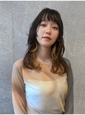 三軒茶屋_レディース_ロング_コテ巻き_レイヤー_インナーカラー_
