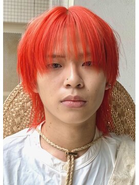 ディーン 名駅店(DEAN) ブリーチカラー　デザインカラー　レッド　赤色　レッドオレンジ