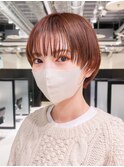 大人ショート_グレーベージュレイヤーロング前髪パーマ_ba461371