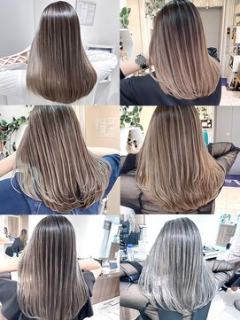 アッシュ 大宮店(Ash) セミロングレイヤーバレイヤージュカタログ