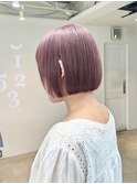 ピンクラベンダー/ブリーチ/ケアブリーチ/ダブルカラー/ボブ