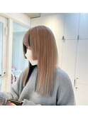 透け感ハイトーンベージュ×艶髪ブルーブラック
