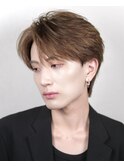韓国風センターパートカルマヘアフェザーパーマアッシュブラウン