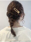 お呼ばれヘア　編みおろし　ミディアム　ロング　ヘアアレンジ