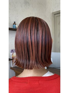 ラヌゴ(lanugo) ぱつっとボブ　オレンジブラウンカラー