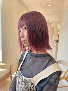 アースコアフュールボーテ 笛吹店(EARTH coiffure beaute) パープルピンク_外ハネボブ_くびれミディ