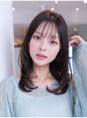 大人かわいい前髪セシルカットココアブラウンフリンジウェーブ