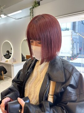 アプリ バイ リアン 浦和(appri by Rien) ボブ/ハイトーン/チェリーレッド/ケアブリーチ/ダブルカラー