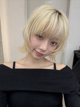 ロンドソレイユ 池袋(Lond soleil) ミニウルフレイヤーカット顔周り前髪韓国ミディアムロング/池袋