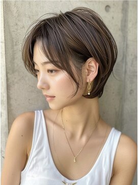アース 大曽根店(HAIR&MAKE EARTH) earthショートレイヤーボブミルクティー丸みショートボブ