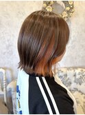 暖色★インナーオレンジボブ×外ハネボブ