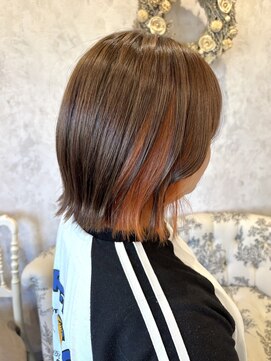 ディーヴァヘアーエズ(DIVA hair Eze) 暖色★インナーオレンジボブ×外ハネボブ