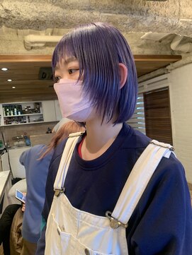 ラレイ ハラジュク(Lalei harajuku) レイヤーボブ/ブリーチカラー/バイオレットカラー