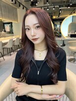 ロンドメリア 天神大名店(Lond Melia) ★グレージュカラー斜めバングデザインカラーシルキー ベージュ