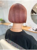 ペールピンク×ミニボブ